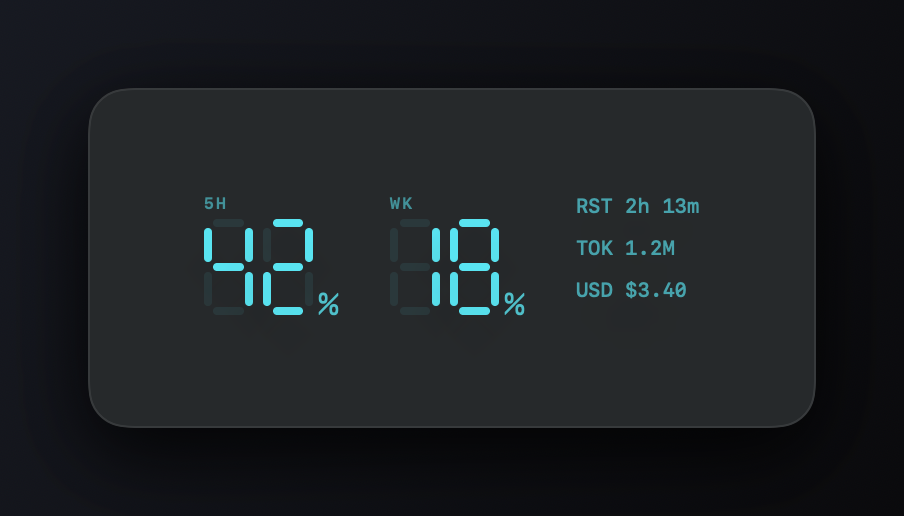 LCD-style widget: seven-segment digits on charcoal